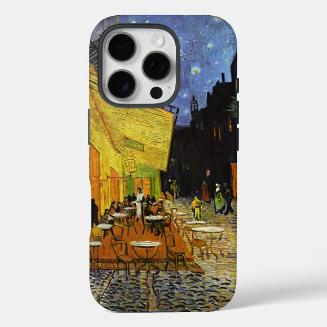 Funda iPhone 16 Pro Terraza cafetería en Night Van Gogh (Reverso )