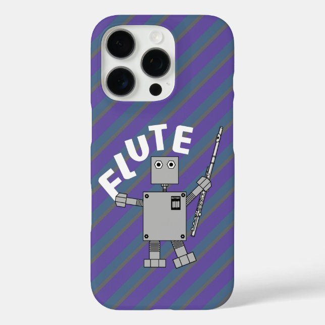 Funda iPhone 16 Pro Texto de robot de flauta (Reverso )