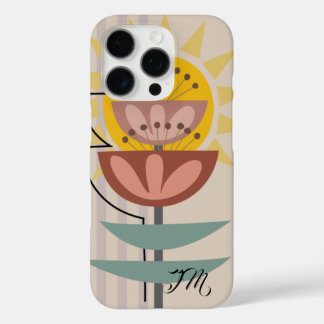Funda iPhone 16 Pro Texto moderno de flor y personalizado