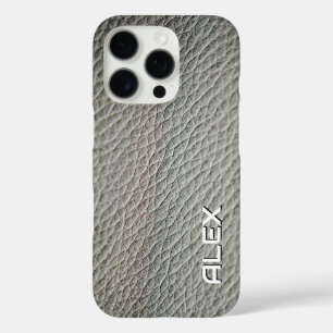 Funda iPhone 16 Pro Textura de cuero gris medio - Patente neutra reali