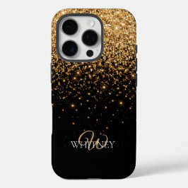 Funda iPhone 16 Pro Textura de lujo elegante con brillo dorado       