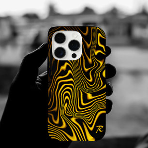 Funda iPhone 16 Pro Textura de remolinos de oro amarillo negro persona