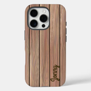 Funda iPhone 16 Pro Textura Rustica Personalizada de Madera