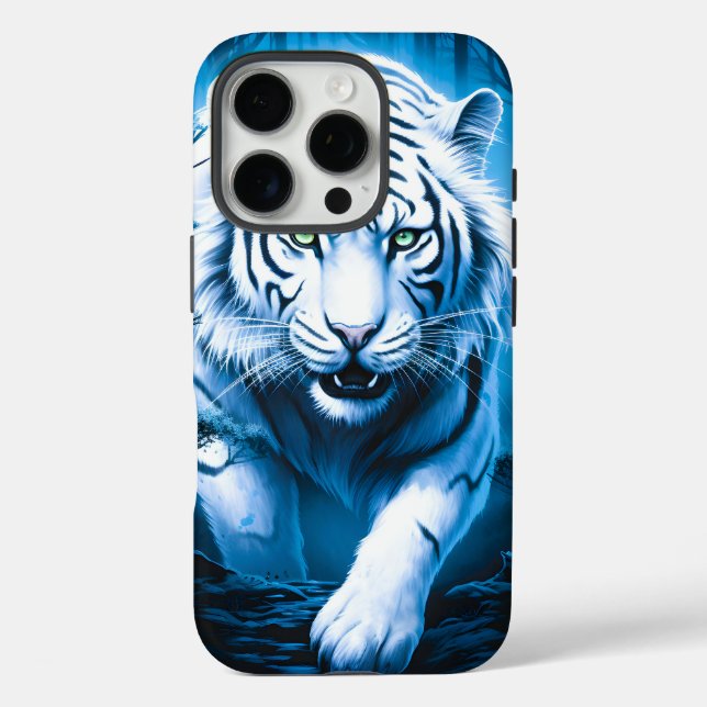 Funda iPhone 16 Pro Tigre blanco silvestre místico forestal (Reverso )