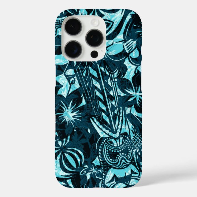Funda iPhone 16 Pro Tiki Trader Hawai Verde azulado (Reverso )