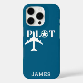 Funda iPhone 16 Pro Tipografía de Piloto y Avión Minimalista Personali