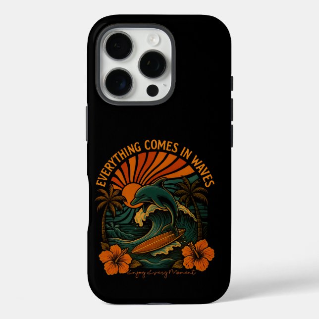 Funda iPhone 16 Pro Todo Viene En Olas Retro (Reverso )