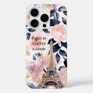 Funda iPhone 16 Pro Torre Eiffel París Floral