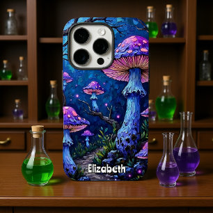 Funda iPhone 16 Pro Trayecto de hongos iluminado por luna