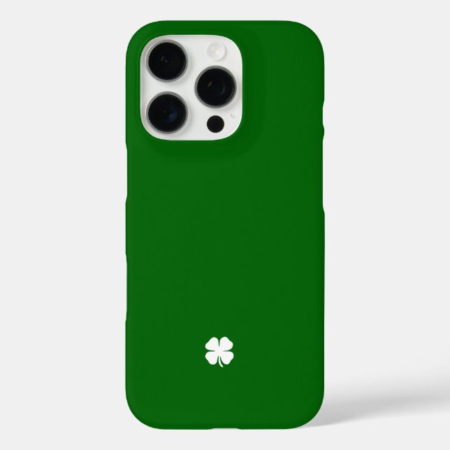 Funda iPhone 16 Pro Trébol Verde Irlandés de Cuatro Hojas Afortunado (Reverso )