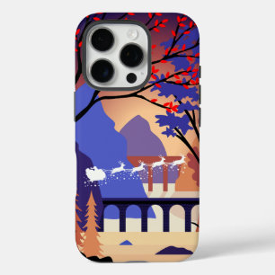 Funda iPhone 16 Pro Trineo de Santa Navidad del Bosque Crepuscular