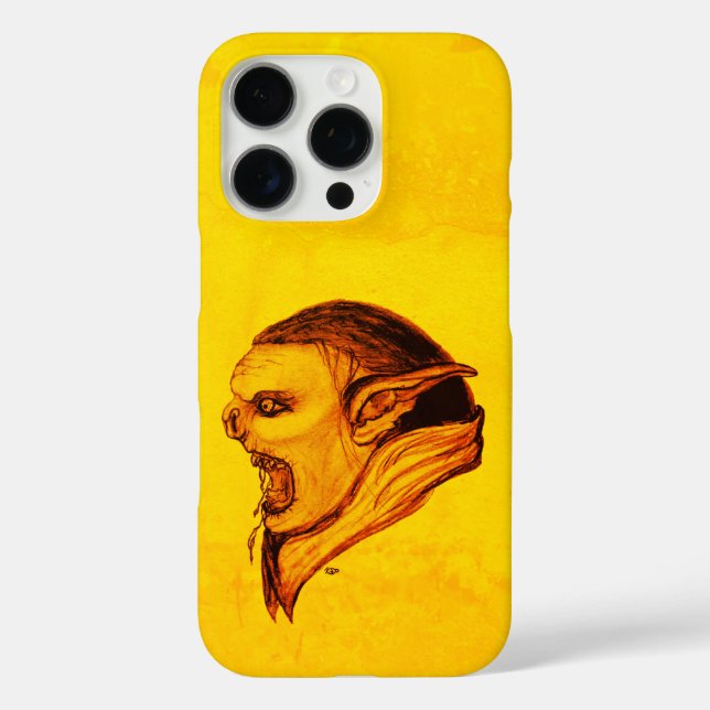 Funda iPhone 16 Pro Troll in Black and Yellow Design (Reverso )
