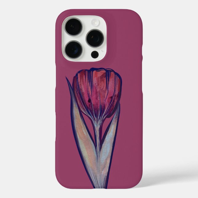 Funda iPhone 16 Pro Tulipán rosa Bloom suave de primavera (Reverso )