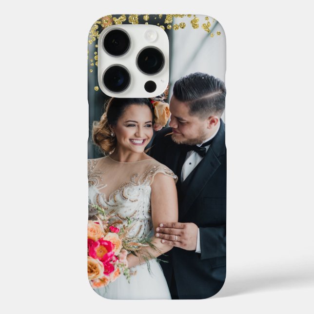 Funda iPhone 16 Pro Tus Parejas favoritas Foto Esparkles De Oro (Reverso )