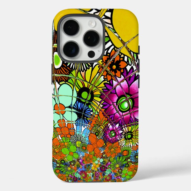 Funda iPhone 16 Pro Último arte de diseño de patrones florales asombro (Reverso )