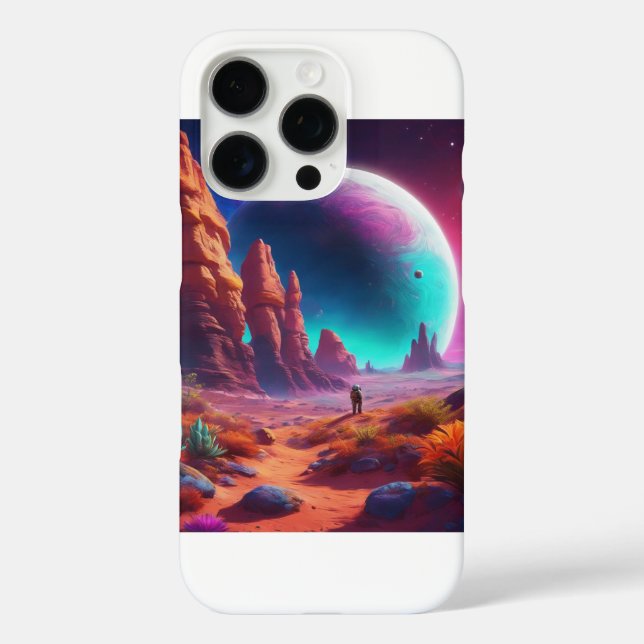 Funda iPhone 16 Pro Un planeta y un astronauta espeluznantes (Reverso )