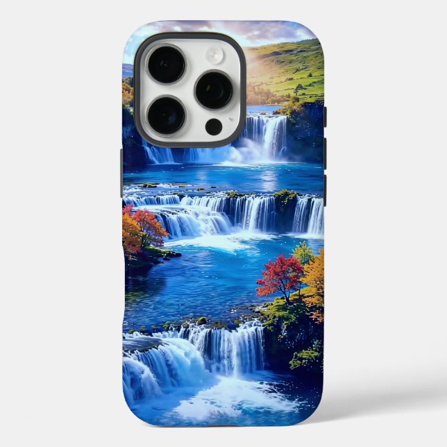 Funda iPhone 16 Pro Valle de Cascada Iluminado por el Sol 001 (Reverso )