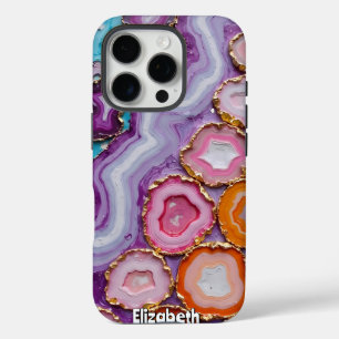 Funda iPhone 16 Pro Variedad de rebanadas de agate con trompa de oro