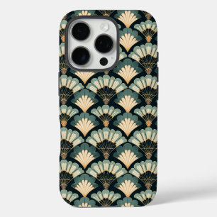 Funda iPhone 16 Pro Ventilador Verde azulado y beige de inspiración ja