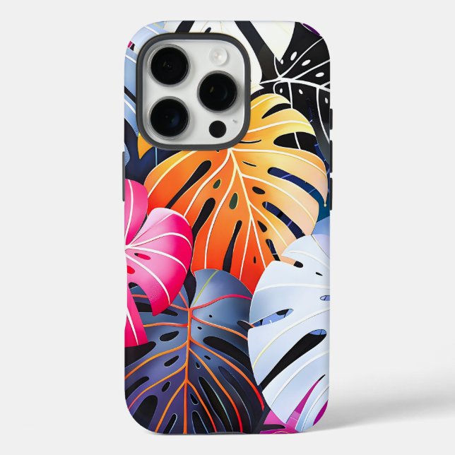 Funda iPhone 16 Pro Verano tropical hojas de Monstera (Reverso )