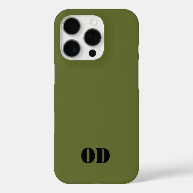 Funda iPhone 16 Pro verde OD personalizado monograma personalizado (Reverso )