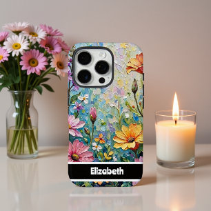 Funda iPhone 16 Pro Vibrante Impasto Floral Garden Smartphone