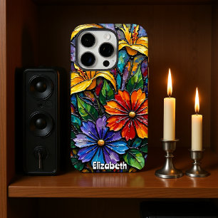 Funda iPhone 16 Pro Vida residual de la flor de vidrio manchado