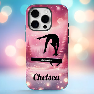 Funda iPhone 16 Pro Viga de Equilibrio de Gimnasia de Invierno Rosa Pe