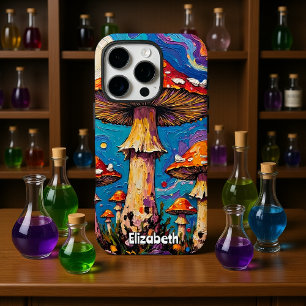 Funda iPhone 16 Pro Vista de hongos iluminados por luna