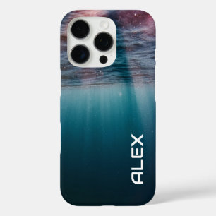 Funda iPhone 16 Pro Vista de la luz submarina - Textura de profundidad