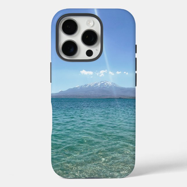 Funda iPhone 16 Pro Vista del agua cristalina Blue Sky Beach Vibe Tran (Reverso )