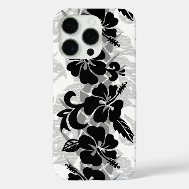 Funda iPhone 16 Pro Waikoloa Hawaiano Hibiscus Floral Black (Reverso )