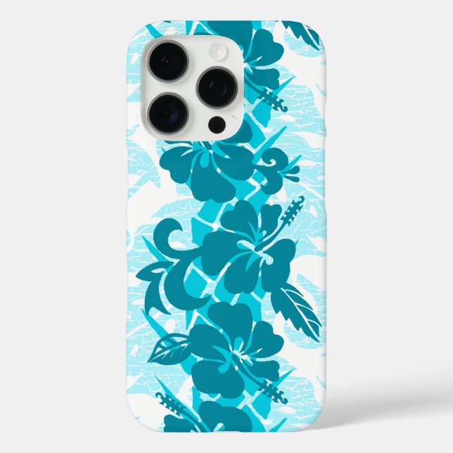 Funda iPhone 16 Pro Waikoloa Hawaiano Hibiscus Floral Verde azulado (Reverso )