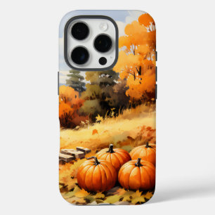 Funda iPhone 16 Pro Watercolor Autumn Road Pumpkin Caída Saltos