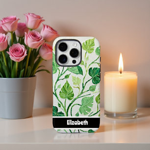 Funda iPhone 16 Pro Watercolor Green Leafy Botanical Smartphone