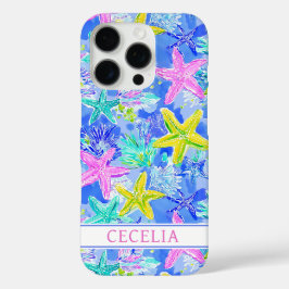 Funda iPhone 16 Pro Watercolor Starfish Monogrammed 