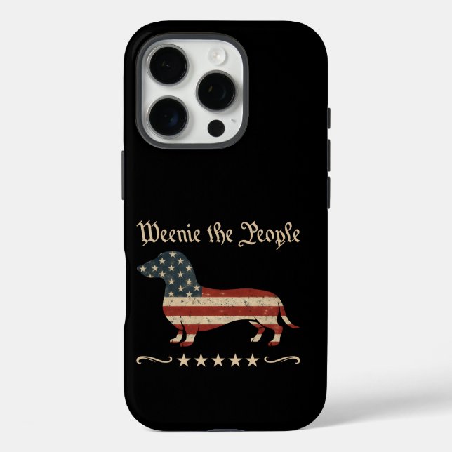 Funda iPhone 16 Pro Weenie El Pueblo Dachshund 4 De Julio (Reverso )