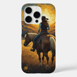 Funda iPhone 16 Pro Western Sunset Cowgirl iPhone protection case