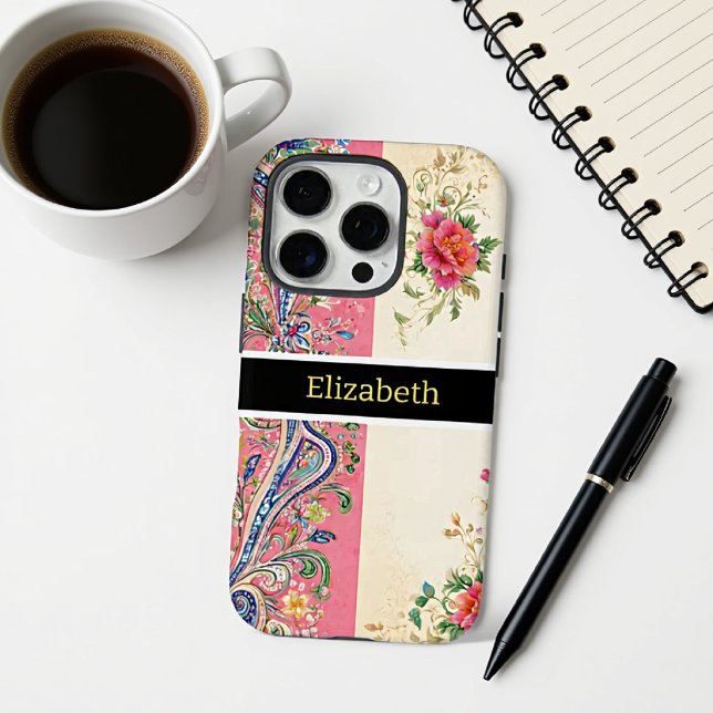 Funda iPhone 16 Pro Whimsical Blush and Pastel Paisley Blooms (Subido por el creador)