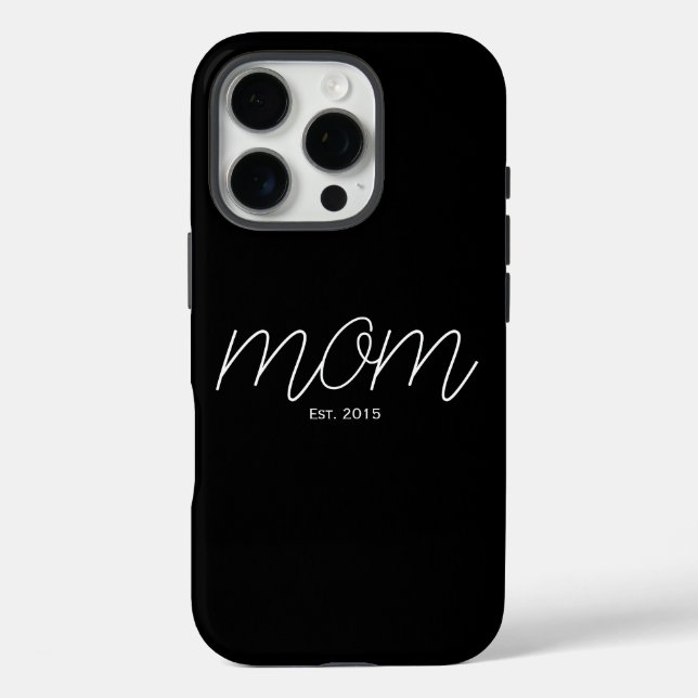 Funda iPhone 16 Pro White Script Established Mom Black (Reverso )