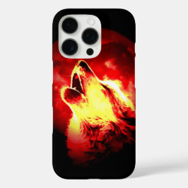 Funda iPhone 16 Pro Wolf, Moon & Red Sky