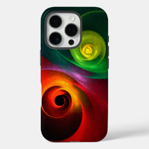 Funda iPhone 16 Pro Yin Verde Rojo Yang Patrón de arte abstracto moder