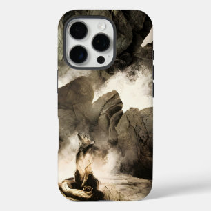 Funda iPhone 16 Pro Zorro Místico de Primavera Montaña Nebulosa Minima