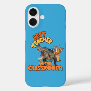 Funda iPhone 16 Profesor de Arte de Dinosaurio Divertido Aula Crea