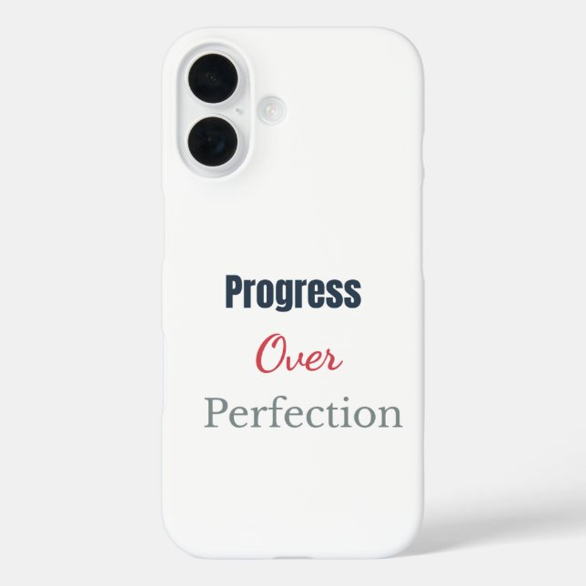 Funda iPhone 16 Progress Over Perfection – Motivational Typograph (Reverso )