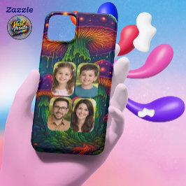 Funda iPhone 16 Psychedelic Mushroom Collage Family Portrait