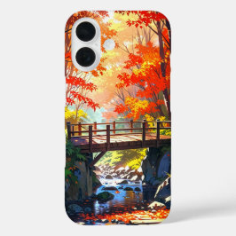 Funda iPhone 16 Puente del bosque de otoño