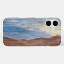 Funda iPhone 16 Puesta de sol sobre dunas de arena en foto de text