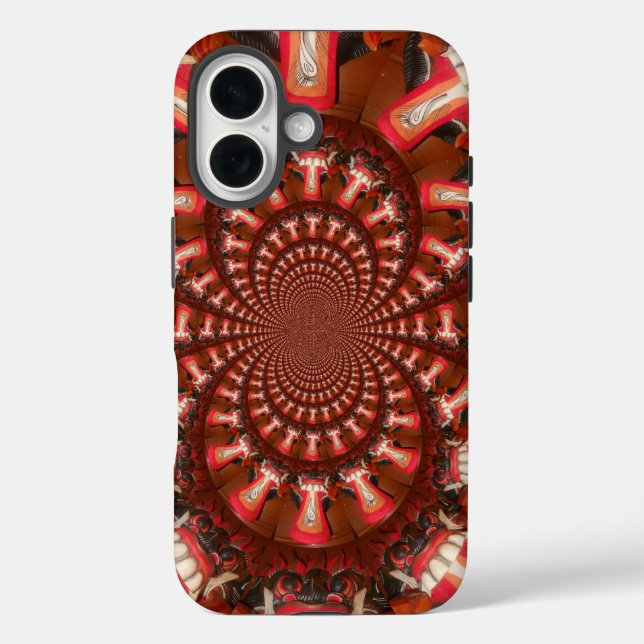 Funda iPhone 16 Pulso Carmesí | Lengua Caleidoscopio Arte Abstract (Reverso )