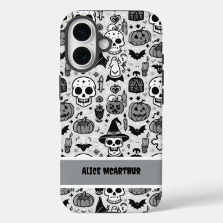 Funda iPhone 16 Punk Halloween Trick o Traer nombre personalizado